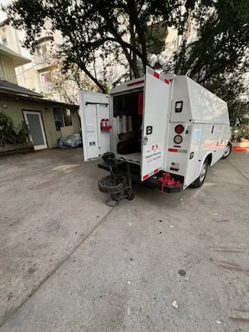 Magnet Plumbing service vehicle on-site for Slab Leak Repair in South Central Beach
